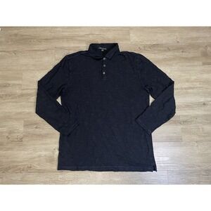 Robert Barakett Polo Shirt Men's Sz XL Black Long Sleeve button Cotton Blend